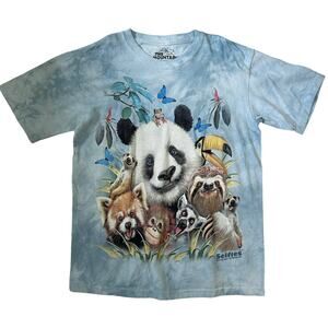 Mountain Zoo Animals Blue Tie Dye T Shirt Youth L Selfies Howard Robinson 72699